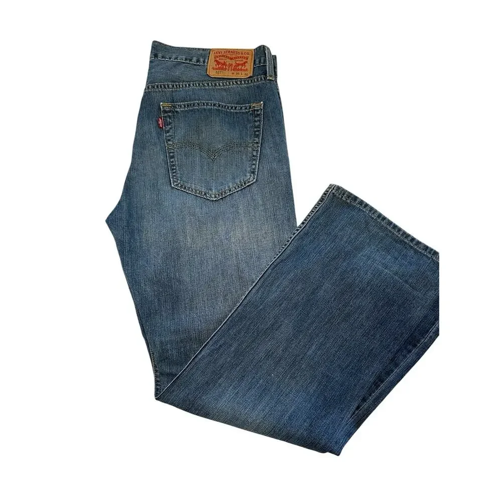 Levis Jeans Mens 36x30 Blue 527 Bootcut American Western Medium Wash Denim
